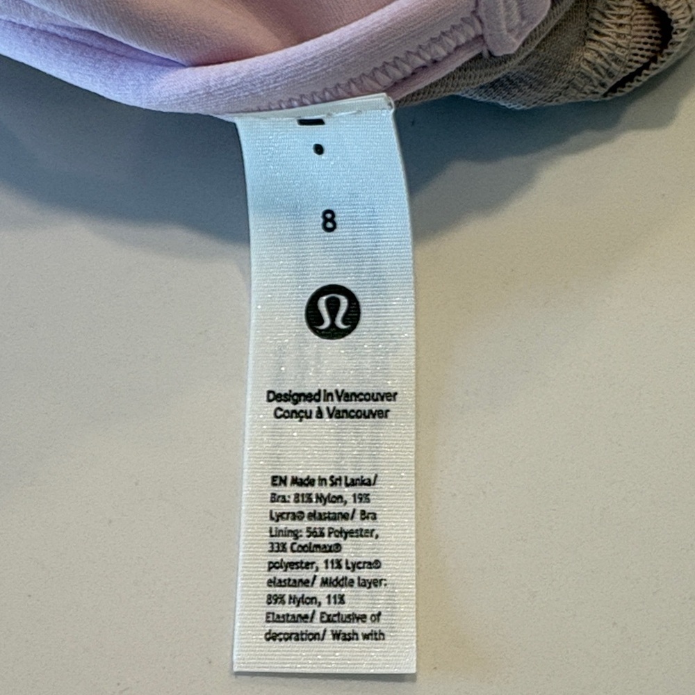 Lululemon Flow Y Wrap Front High Neck Bra ~ 8 ~ Meadow Sweet Pink - Picture 6 of 8